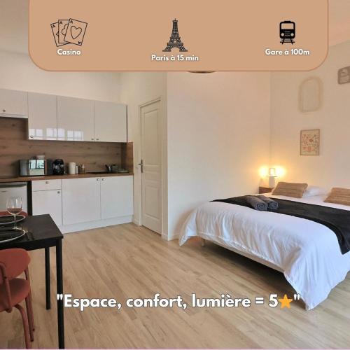Enghien-les-Bains Apartment | SC7 - Zen Studio - Enghien Center - Veranda - Train à 100 m