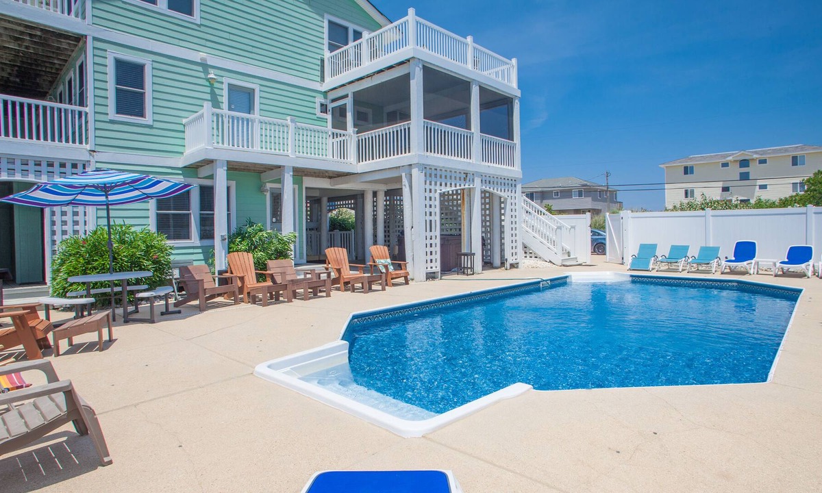 Sandbridge House | Semi-oceanfront home w/private pool & hot tub, gas grill, game room, deck & AC