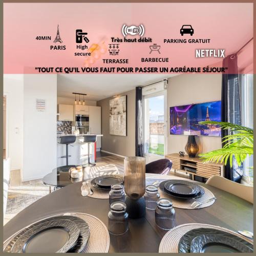 Argenteuil Apartment | Skylounge- 8Pers -Families - Pros -Terrace- BBQ -Parking- WIFI