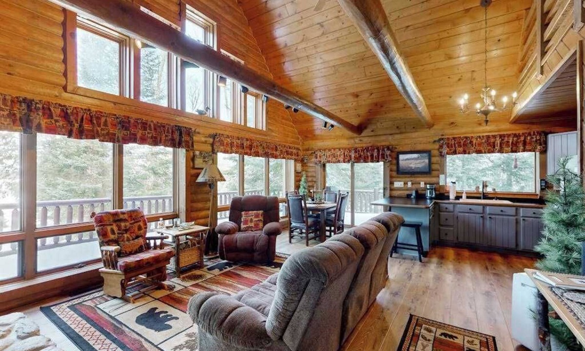 Presque Isle House | Spacious and beautiful lakefront log home on 7 acres with private dock