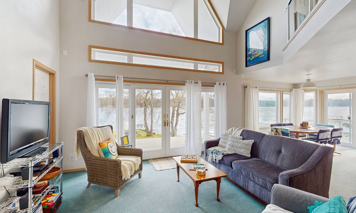 Lake Goodwin House | Spacious lakefront house with private dock, hot tub and firepit