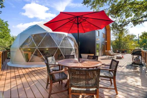 Bastrop County House | Spectacular Two Domes and Lofted Cabin Union with Breathtaking Deck and Indoors in Elgin, Texas