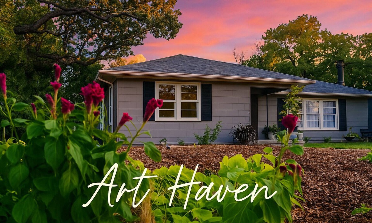 Denton House | Steps to UNT - Art-Filled Mid-Century Retreat w/Patios & Firelight