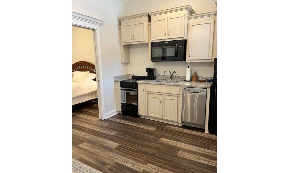 Tifton Apartment | Studio 3- Eclectic apartment with green space view