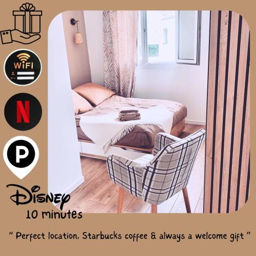 Bussy-Saint-Georges Apartment | Studio EASY CHECK-IN 8 mins Disneyland 35 mins Paris FREE Starbucks coffee parking wifi