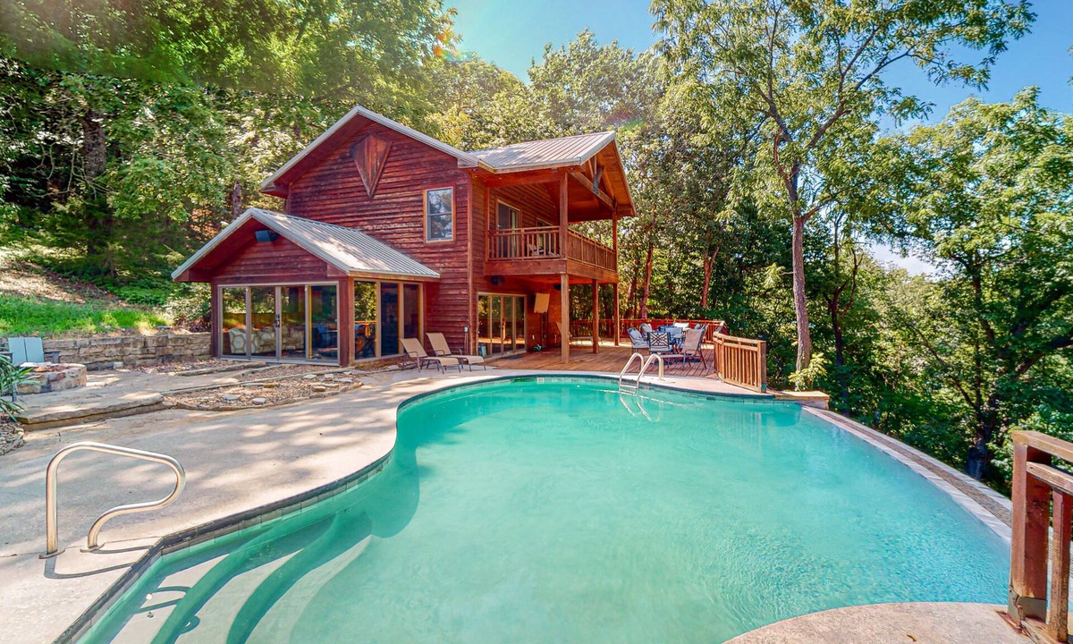 Carroll County Cabin | Stunning lakefront home with guesthouse, private infinity pool, sauna & firepit
