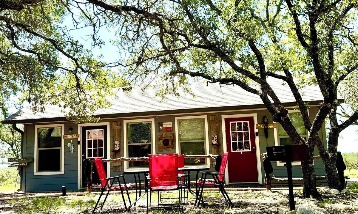 Mountain Home Cabin | The Gunslinger Cabin- Texas Hill Country Western-themed cabin for 4 in the woods near Kerrville & Fredericksburg