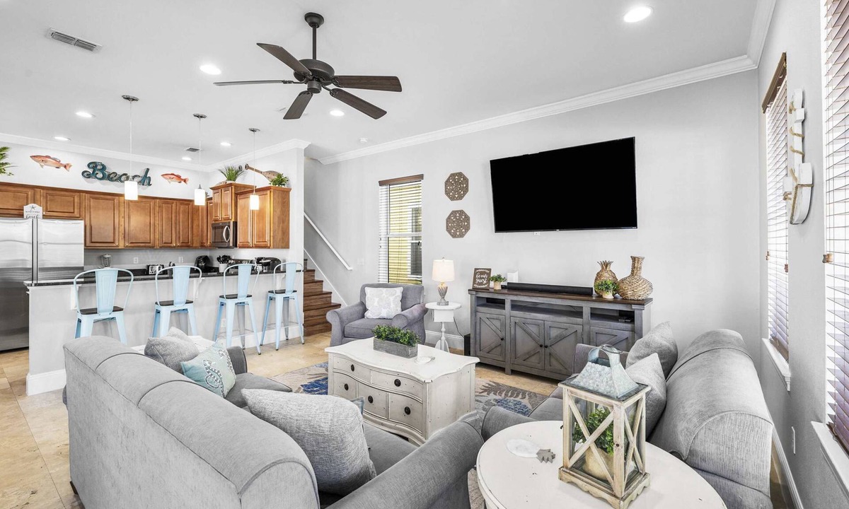 Villages of Crystal Beach House | Three-Story Home w/Washer/Dryer, Gas Grill, Central A/C, & Shared Pool, Hot Tub