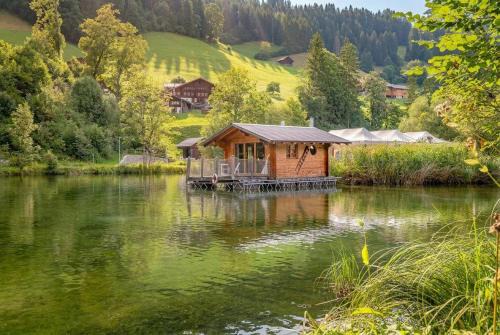 Zweisimmen House | Tiny Water Villa on a Lake with shared camping bathroom