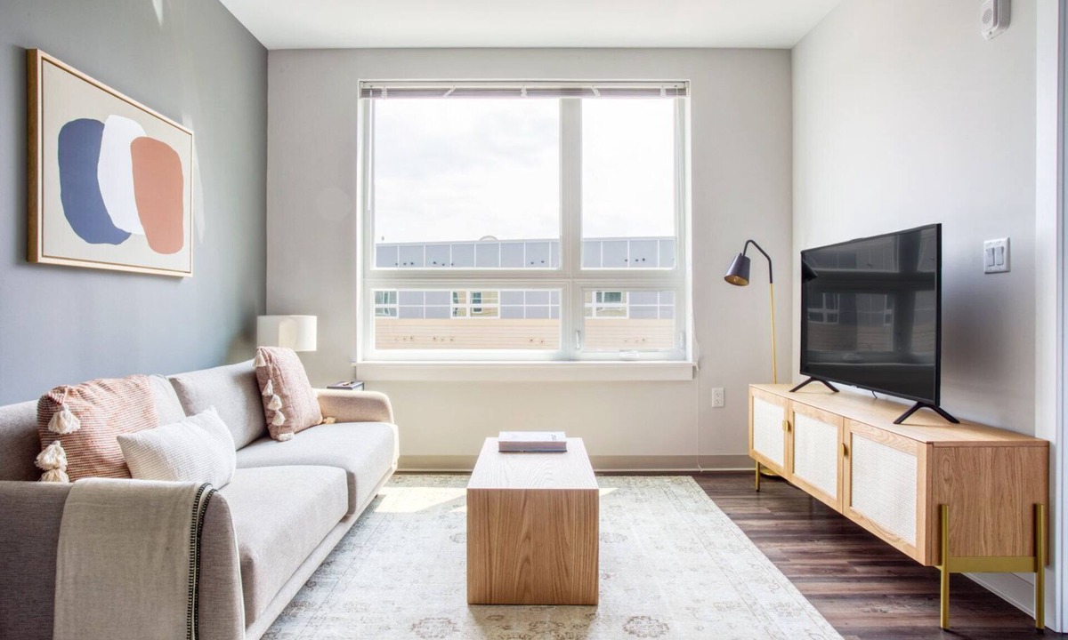 St. Elizabeth's Apartment | Trendy Brighton 1BR w/W/D, Gym, near T, Shops + Dining, by Blueground