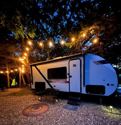 Rosston House | Unique Jungle-Style Glamping RV with 8-Foot Suspended Tree Tent near Creek Trails in Forestburg, Texas