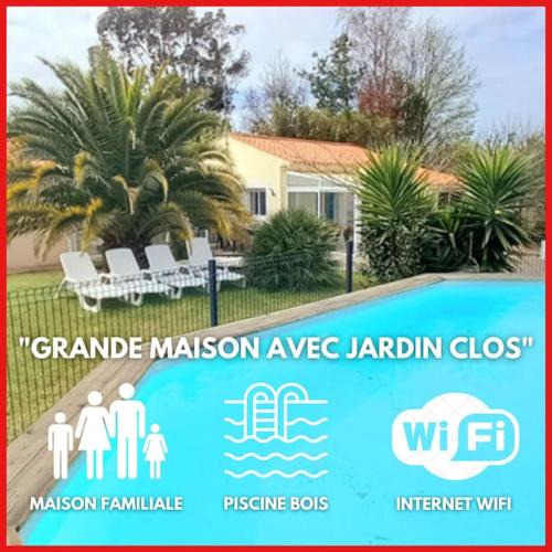 Talmont-Saint-Hilaire House | "VILLA DUPUY" Maison au calme de 124 m2, avec jardin clos et arboré, 8 personnes, piscine bois hors sol privative