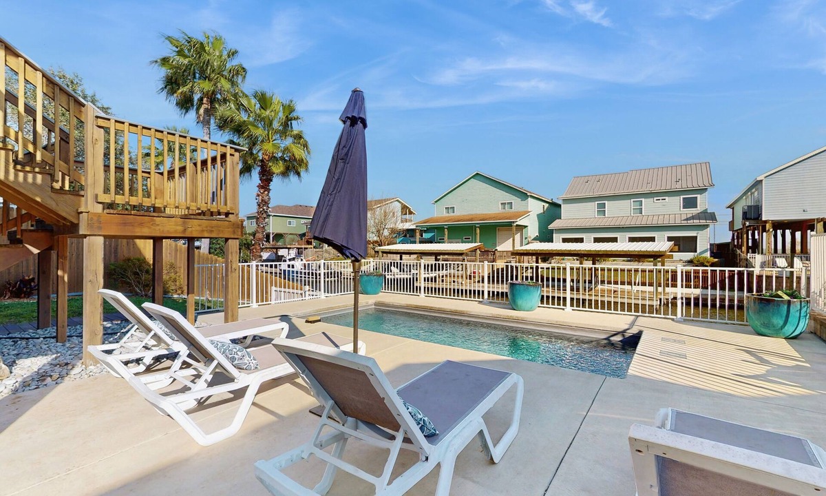Flour Bluff House | Waterfront home with private pool & dock - outdoor patio with a view