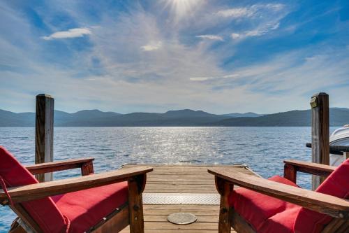 Putnam Station House | Waterfront Lake George Lodge with Boat Dock and Deck!