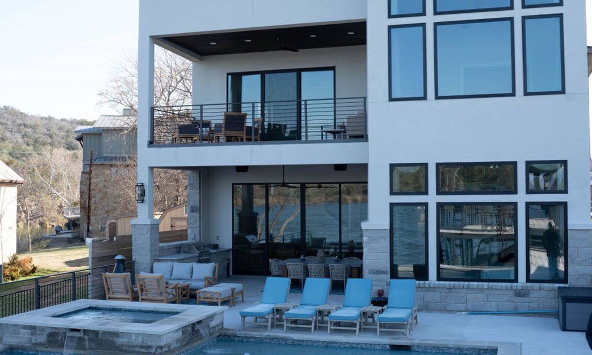 Marble Falls House | Waterfront Lake LBJ Luxury Home- Heated Pool, Fishing Dock & Views- Sleeps 22