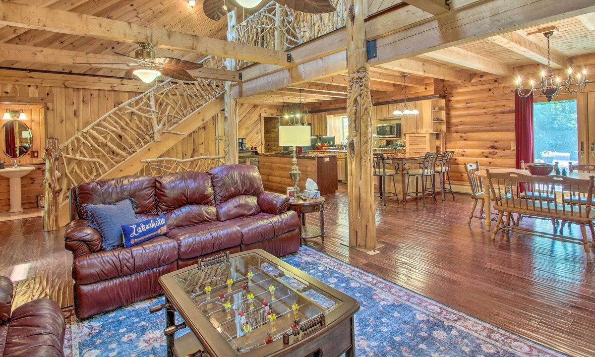 East Wakefield Cabin | Waterfront Log Cabin w/ Hot Tub & Fire Pit!