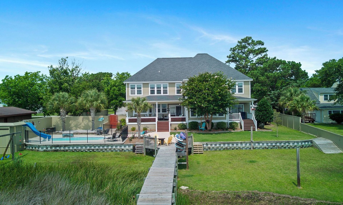 Cape Carteret House | Waterfront Retreat w/Private Pool, Dock, Theater Room & Boat Access