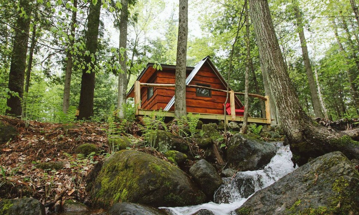 North Pole Cabin | Whiteface Camp with private creek with A-Frame and hot tub