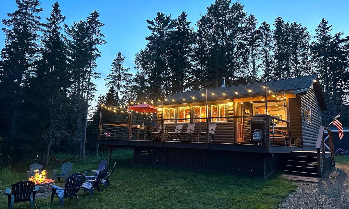 Rangeley House | Wild Pines Cabin | Shared Waterfront w/Bistro Lighting & Fire Pit