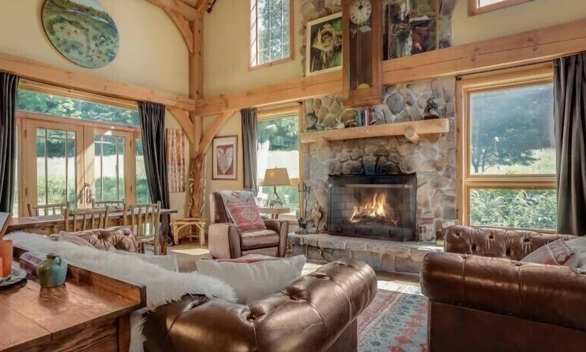 Pocono Lake House | WILLOW RUN LODGE an Authentic Timber Frame Cabin on private 35 acres with river