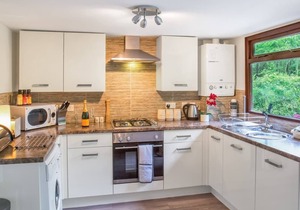 Contemporary mini pod with one double pull-out bed and en suite shower and W.