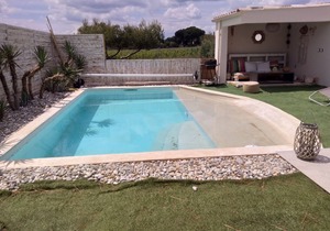 cozy new pavilion with swimming pool and submerged beach