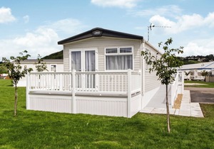 Modern and contemporary 12ft-wide caravan with two twin.