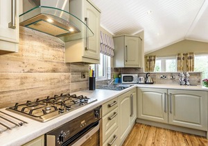 Modern and contemporary 14ft-wide lodge style holiday home.