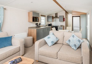 Modern and comfortable 2-bedroom caravan with one double and one twin.