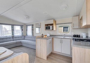Modern open plan caravan with one double with en suite W.