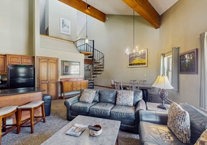 Ski-in/out condo with pool, hot tub - steps to Snowflake Lift