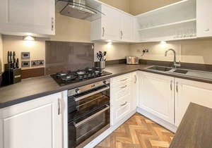 This exclusive holiday home boasts a stylish and contemporary design.