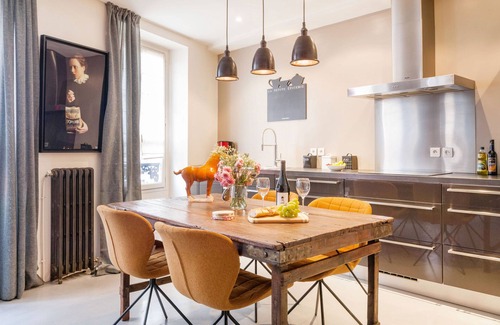Saint-Merri Apartment | Marais Market Street Gem | Chic 1BR + Sofa Bed
