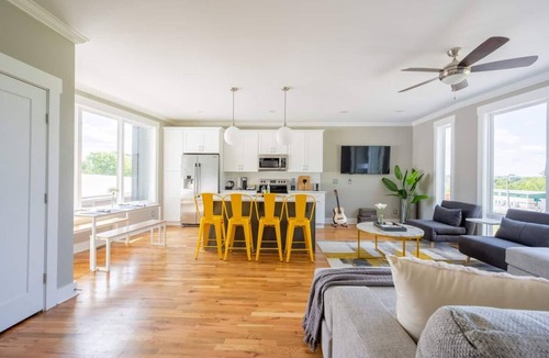 Katie Hill Neighborhood Apartment | 10 Min to DT - Rooftop Garage Firepit W D