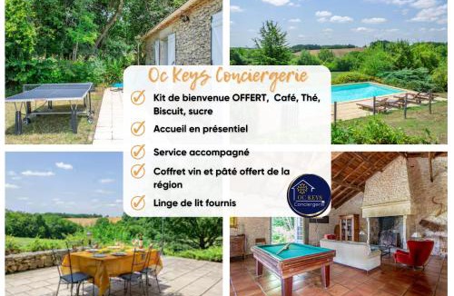 Montaigu-de-Quercy House | 2 Maisons de charme avec piscine- en campagne -billard