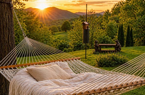 Sylva Apartment | ✨ 25% Off Premium Mountain View Cabin “⭐ Guest Favorite" rated Top 5% of all Airbnb properties Hot Tub Fire Pit Porch Swing Hammock & Close to WCU (3 Mi), Sylva dining, pubs, shopping, the Blue Ridge Parkway, and many adventures.