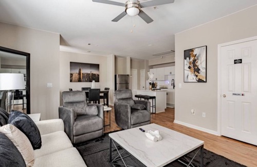Downtown Oklahoma City Apartment | 2BR2BA Luxury Apt in Bricktown,Walk to Riverwalk & OU Med Center w Gym & Pool