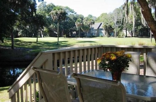 Shipyard Plantation Condo | 3 BR Across From Beach on Lagoon & Golf View w/2 Private Decks