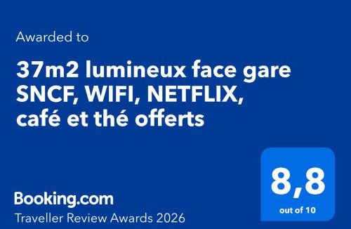 Chateaudun-Bannier Apartment | 37m2 lumineux face gare SNCF, WIFI, NETFLIX, café et thé offerts