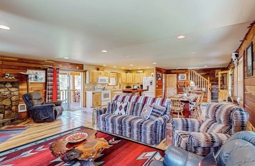 Garden Valley Cabin | 3BR Rustic Cabin w/2 Decks & Hot Tub