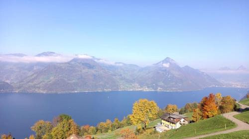 Beckenried Apartment | 4 Personen, Panorama-Seesicht, Balkon, Gartensitzplatz