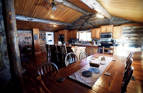 Whitefish Apartment | 5 bedroom custom Lodge, log home. rec room, on river, fishing, open kitchen
