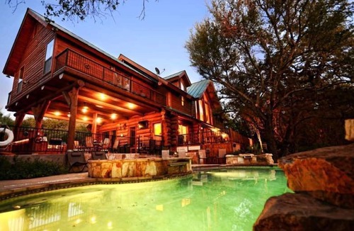 Marble Falls Cabin | 6BR Lodge w/Pool & Hot Tub Sleeps 24- Pets