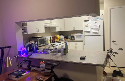 San Ramon Apartment | 750 sq ft, carpeted, futon.