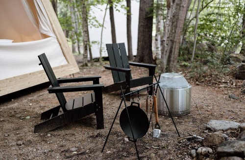 North Woodstock RV Rental | A-Frame Site 34 | Queen Bed | Brook View