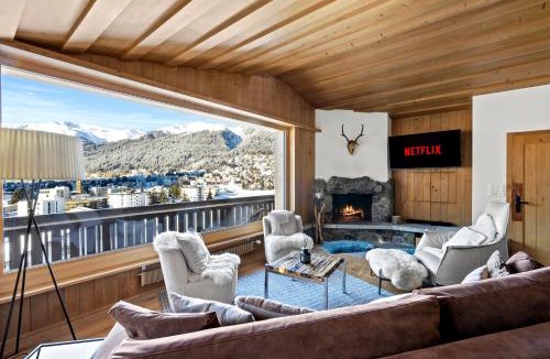 Davos-Dorf Ski Chalet | A&Y Chalet zum Goldenen Hirsch - Best View Kamin Ski