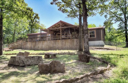 Vian Cabin | Accommodating up to 12 people w/3 bedrooms, 2 bathrooms & a super-sized firepit.