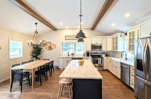 Lake George House | Adirondack Luxury: Hot Tub, Fire Pit, Walk to Lake