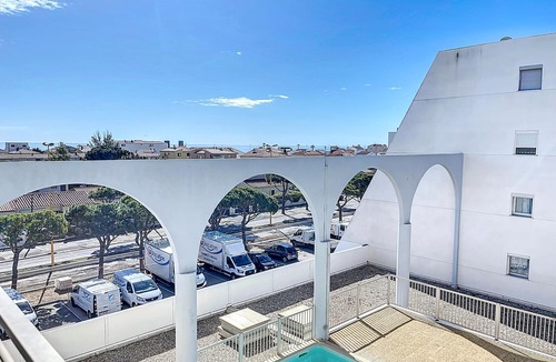 Le Barcares Apartment | Air-conditioned apartment for 4 with pool, terrace and sea view