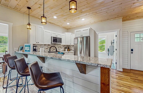 Morganton Cabin | All-new creekside home in a gated community with spacious decks, yard, & firepit